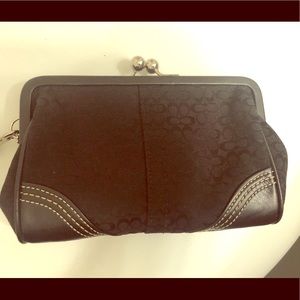 Coach black kisslock wristlet